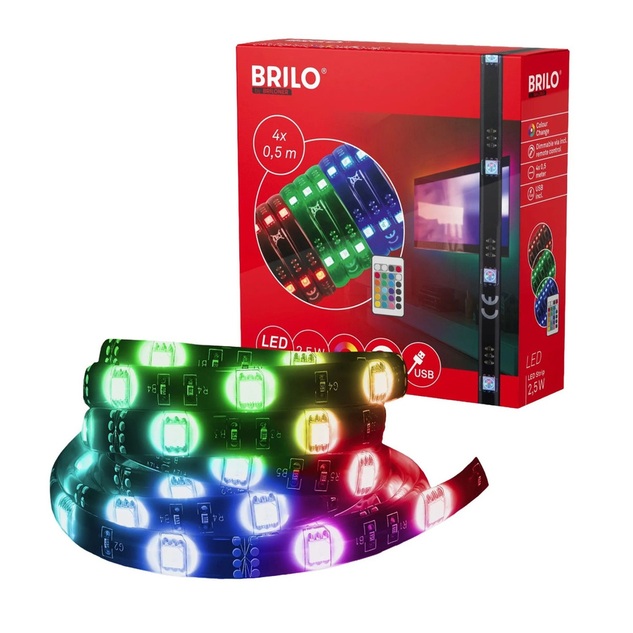 Brilo RGB TV-LED-Strip mit Fernbedienung, dimmbar und USB-Anschluss, Schwarz, 2 m - Bild 2