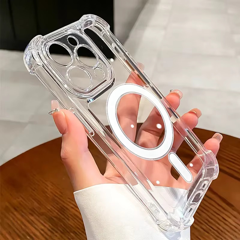 Transparente MagSafe Schutzhülle für Apple iPhone 11 bis 16 Pro Max, magnetische und stoßfeste Silikon-Schutzhülle - Bild 5