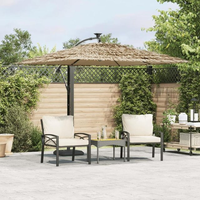 Wasserdichter und windbeständiger Gartenschirm mit Stahlständer in Braun und Gelb, B/T/H: 246 x 246 x 230 cm - Bild 1