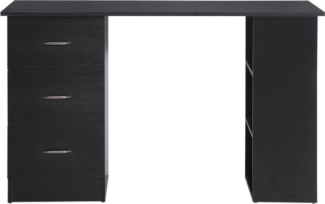 HOMCOM Computertisch für das Home Office mit 3 Schubladen und 3 Regalen, Schwarz, B: 120 cm, T: 49 cm, H: 72 cm - Bild 1