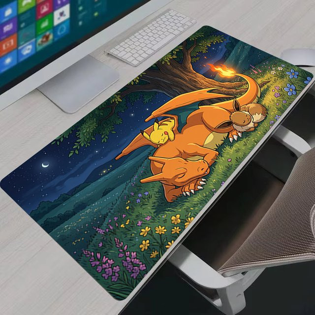 Bandai Pikachu Anime Mauspad Multicolour Gaming Schreibtischunterlage für PC und Tastatur - Bild 1