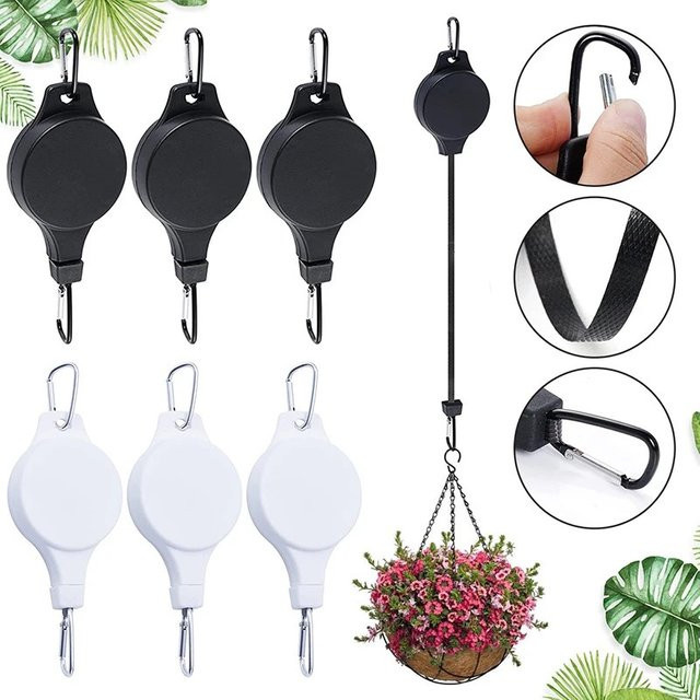 Verstellbarer Pflanzenaufhänger in Weiß mit Blumen-Design für Blumentöpfe, Futterspender und Hängekörbe - Bild 1