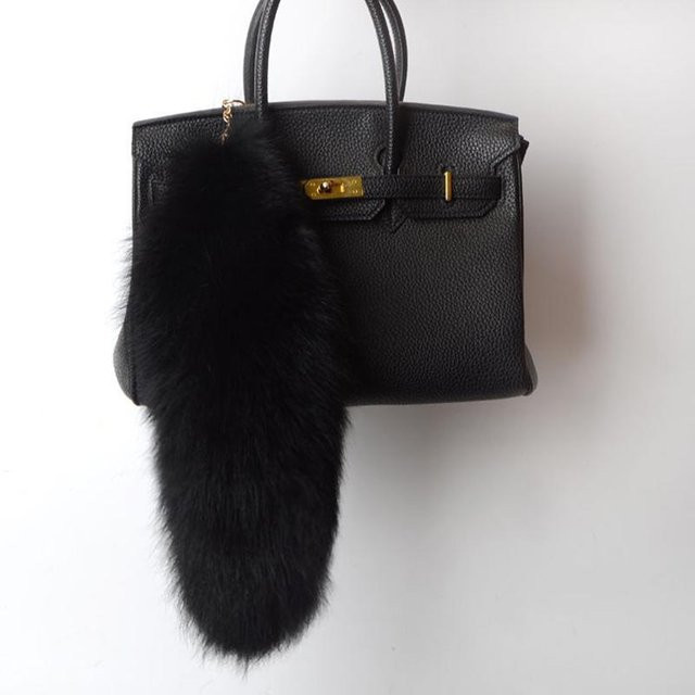 YIRAN Anhänger Fuchsfellschwanz, 40cm, grau, Damen - Bild 1