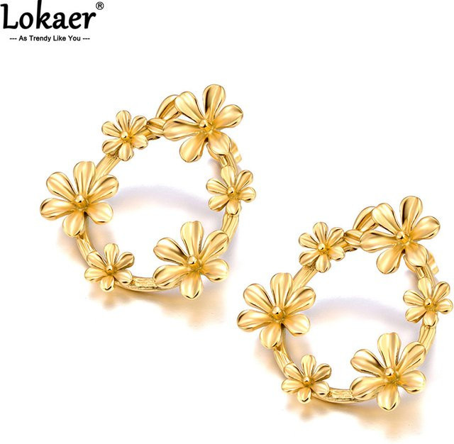 Lokaer Mode Ohrringe Edelstahl, Gold, Damen - Bild 1
