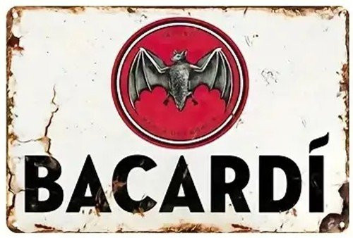 Bacardi Metallschild im Vintage-Design, Mehrfarbig, B/H: 20 x 14 cm - Bild 1