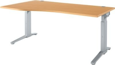 Schäfer Shop Genius Schreibtisch ERGOSTYLE S, manuell höhenverstellbar, Rechteck, C-Fuß, Buche/weißaluminium, B: 180 cm, T: 80-100 cm, H: 67,5-89,5 cm - Bild 1