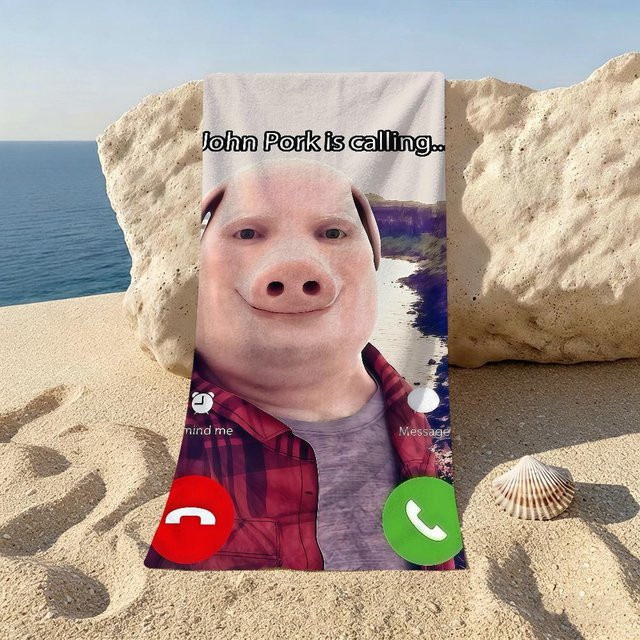 John Pork Strandtuch mit Grafikdesign, Mehrfarbig, B/H: 50 x 100 cm - Bild 1