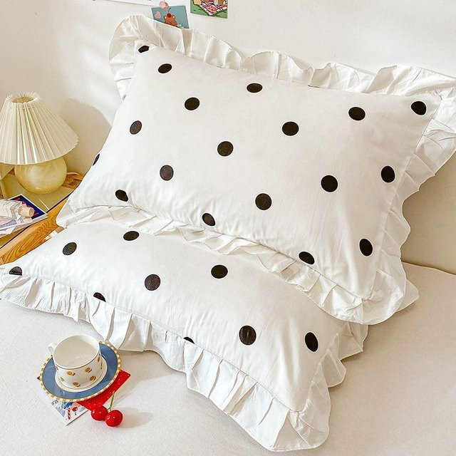 2er-Set JMG Clothing Kissenbezüge im Prinzessinnen-Stil mit Punktmuster, Weiß und Beige, B/H: 40 x 60 cm - Bild 1