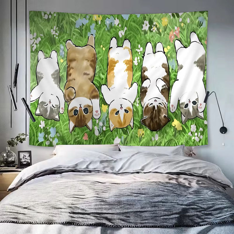 Mofusand Hippie Wandbehang mit lustiger Katze im Bohemian Mandala Design von INS Home Decor - Bild 2