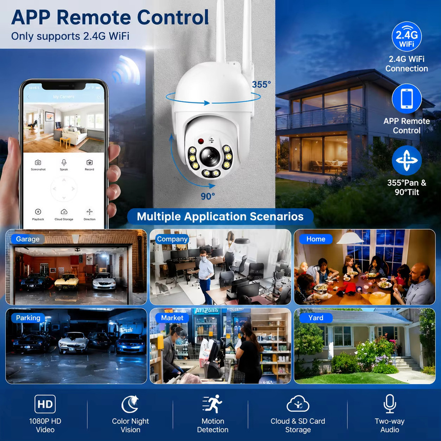FUNOVATION YC365 Plus Kabellose PTZ WLAN-Sicherheitskamera in Weiß mit Dual-Licht Infrarot- und Farbnachtsicht, automatischer Personenverfolgung und Zwei-Wege-Kommunikation - Bild 3
