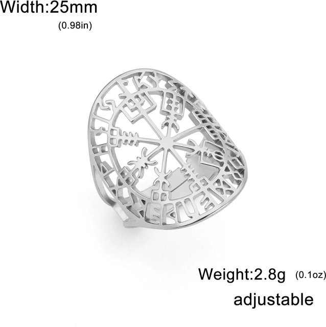Vegvisir Ring, Edelstahl, Silber, Unisex, Vintage - Bild 1