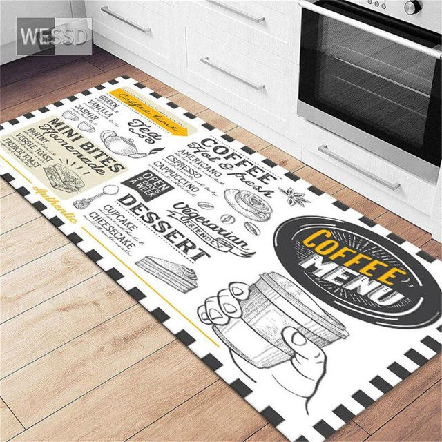 ZZ HOME Küchenläufer mit Kaffee-Druck, rutschfester Teppich in Weiß, B/T: 160 x 50 cm - Bild 1