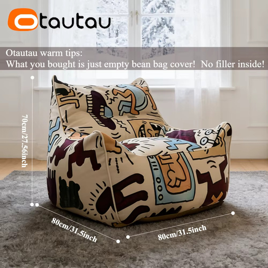OTAUTAU 2-Sitzer Sitzsackbezug mit Graffiti-Design in Multicolour, Bezug für Sessel, Liege und Pouf, Modell SF409 - Bild 3