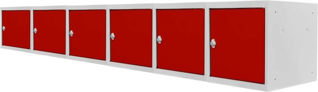 PROREGAL Blocky Schließfachwürfel Set mit 6 Einheiten und Drehriegelschloss für Vorhängeschlösser, Farbe: Lichtgrau/Rot, B/T/H: 40 x 40 x 40 cm - Bild 1