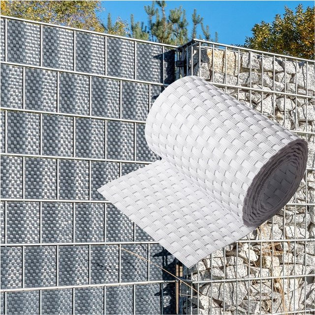 NYVI Polyrattan Sichtschutzstreifen Privafence für Doppelstabmatten Zaun, Farbe: Weiß, 6 Stück, Länge: 255 cm, Höhe: 19 cm - Bild 1