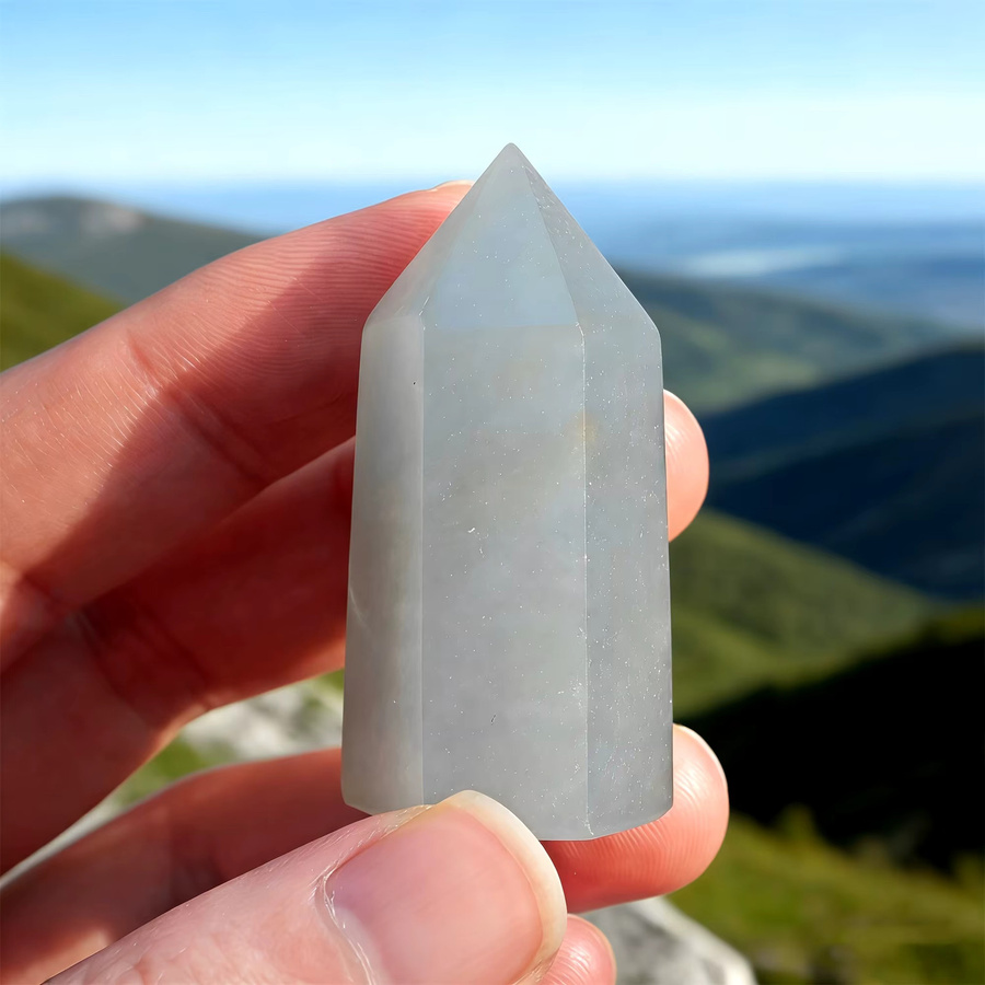 Angelit-Kristallturm von CrystalHola in Blau zur Dekoration und Schmuckherstellung - Bild 2