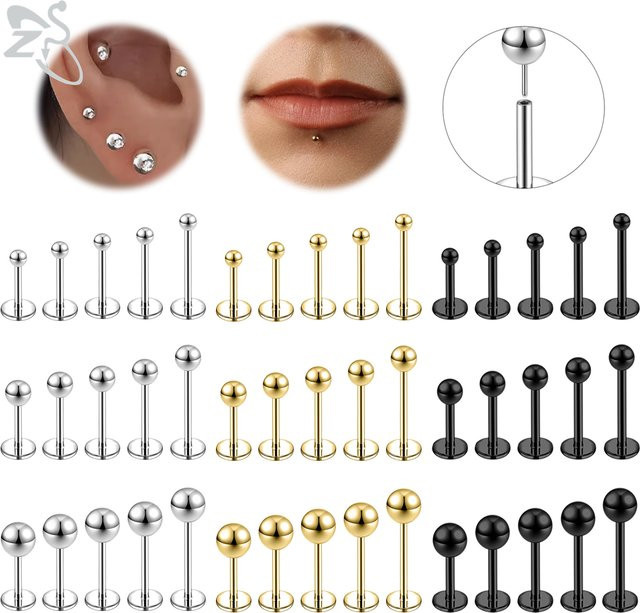 ZS Lippenpiercing Edelstahl, Silber, Unisex - Bild 1