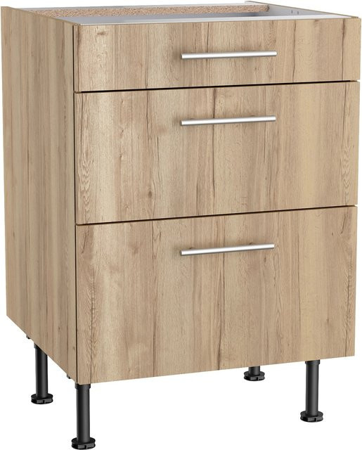 Optifit Küchen-Unterschrank Erik mit 3 Auszügen in WildEiche, B/T/H: 60 x 58,4 x 87 cm - Bild 1