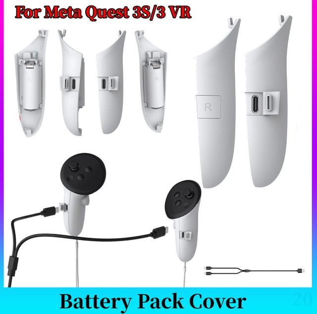Alloet Wiederaufladbare Controller-Griffe Abdeckung für Meta Quest 3S und Quest 3, Akkupack Zubehör, Weiß - Bild 1