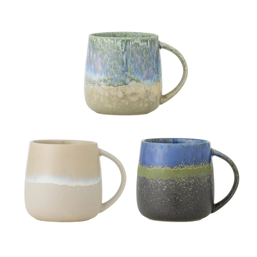 Bloomingville Becher Cloe aus Steingut in Blau 3er-Set - Bild 1