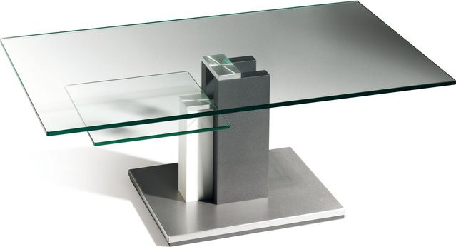 Modern Couchtisch HASSE in Anthrazit und Weiß mit Klarglas, B: 110 cm, T: 70 cm, H: 45 cm - Bild 1