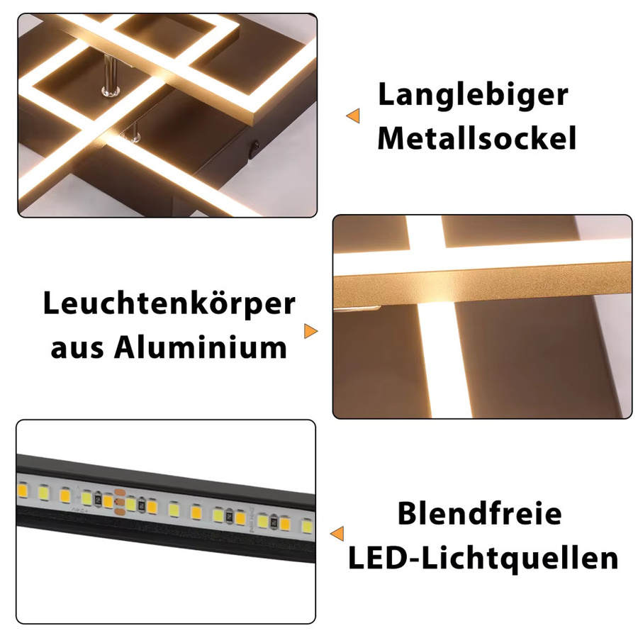 NETTLIFE Moderne LED-Deckenleuchte Schwarz, 36W, dimmbar mit Fernbedienung, Durchmesser: 40 cm - Bild 5