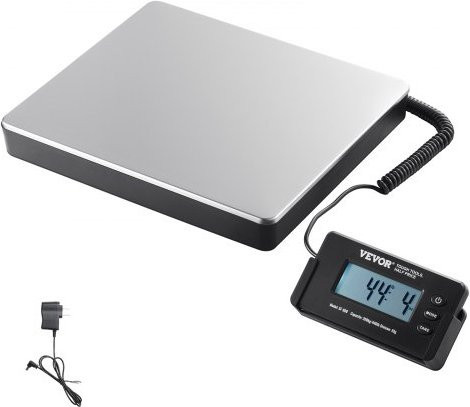 VEVOR Plattformwaage Digitalwaage mit Edelstahl-Oberfläche und Zählfunktion, Messbereich 150g-200kg, Genauigkeit 50g, B/T/H: 309 x 262 x 45 mm - Bild 1