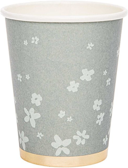 Rico Design Pappbecher Blüten grau 200ml 12 Stück - Bild 1