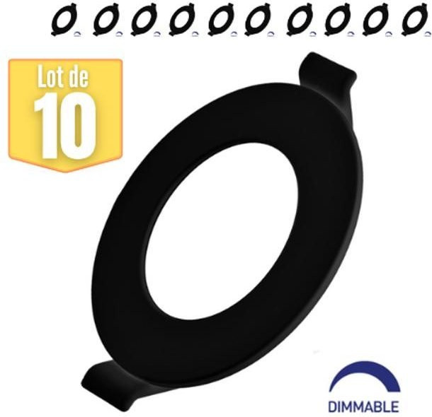 10er-Set dimmbare LED-Deckenleuchten in Schwarz, 6W, 4000K, 470lm, IP40, modernes Panel-Design - Bild 1