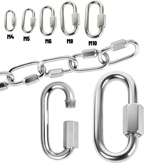 Lekefever Schnappkarabiner aus 304 Edelstahl in Silber für M4 M5 M6 M8 M10 - Bild 1