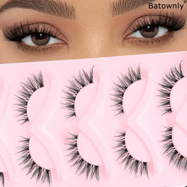 Batownly 3D-Wimpern Fischschwanz-Stil, 5 Paar, transparent, natürlich - Bild 1