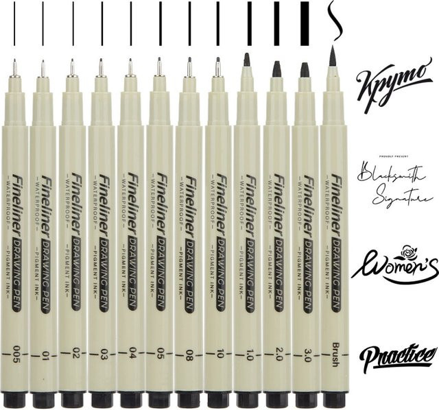 Kolorowys Fineliner-Tintenstifte im 12er-Set, wasserfeste Kunststifte in Multicolour für Aquarell, Skizzen und Mikroteichnungen - Bild 1