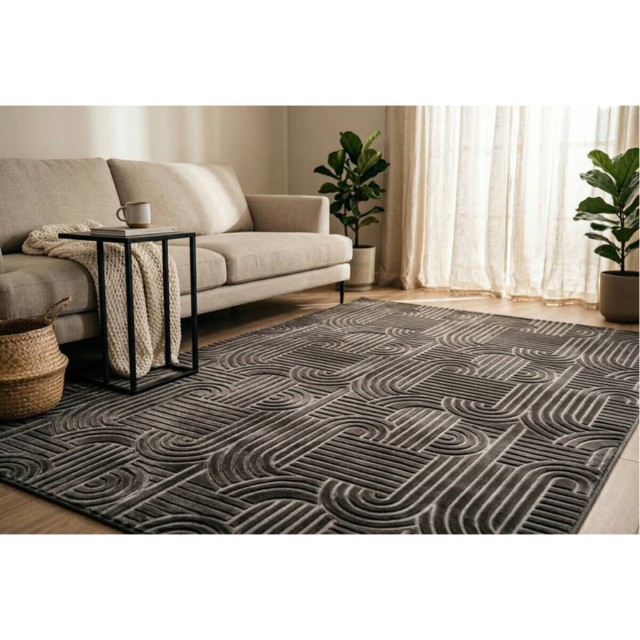 Kayoom Teppich Calma in Anthrazit mit Linienmuster, modern und pflegeleicht, B/L: 160 x 220 cm - Bild 2