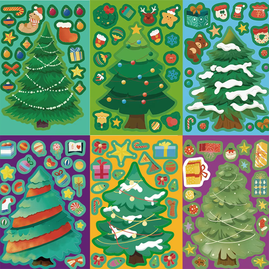 Charile Weihnachtsbaum-Puzzle-Aufkleber, DIY, 8/16 Blatt, Bunt / Mehrfarbig - Bild 2