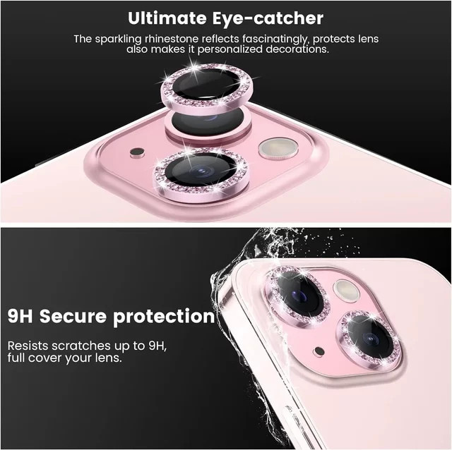 Blau und Pink Glitter Kamera Objektiv Schutz Abdeckung aus Glas für iPhone 16 17 Pro Max 16 Plus 14 15 Pro 13 Mini - Bild 1