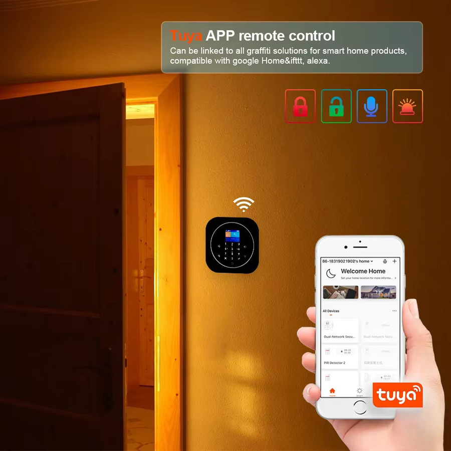 KERUI Tuya Smart Home Alarm System Kit G12 WiFi 2G GSM Sicherheitssystem mit Türsensor, Bewegungssensor und Smart Life Fernbedienung - Bild 4