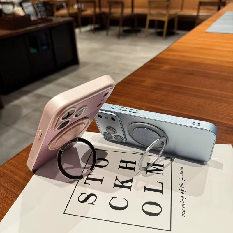 MUQGEW Stoßfeste iPhone Schutzhülle mit 360 Grad rotierbarer Halterung in einfarbigem Luxus-Design für iPhone 17 Air 16 15 14 13 12 11 Pro Max Plus - Bild 3