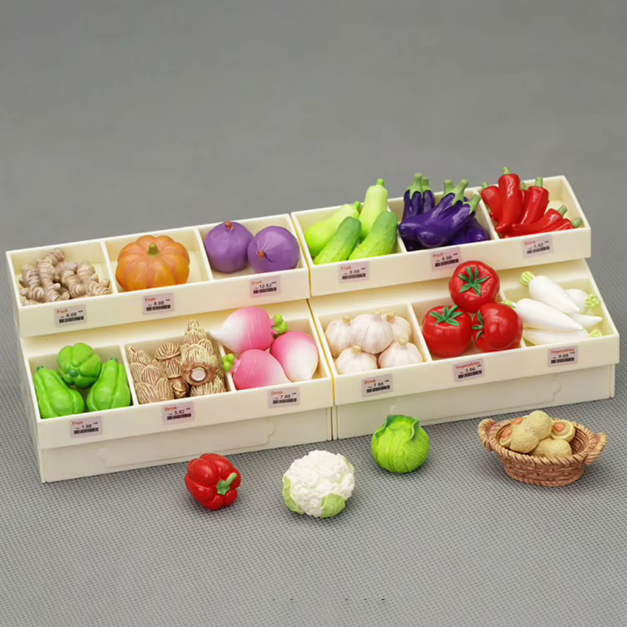 MSFTOYS Miniatur Obst Snack Rack Regal, Puppenhaus, Braun, Bunt / Mehrfarbig - Bild 2