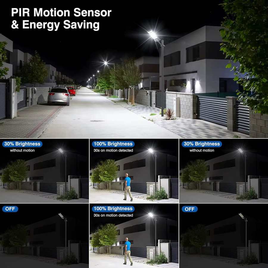 YQCHEZI 2er-Pack Solar-LED-Flutlicht mit Bewegungssensor in Schwarz für den Außenbereich - Bild 3