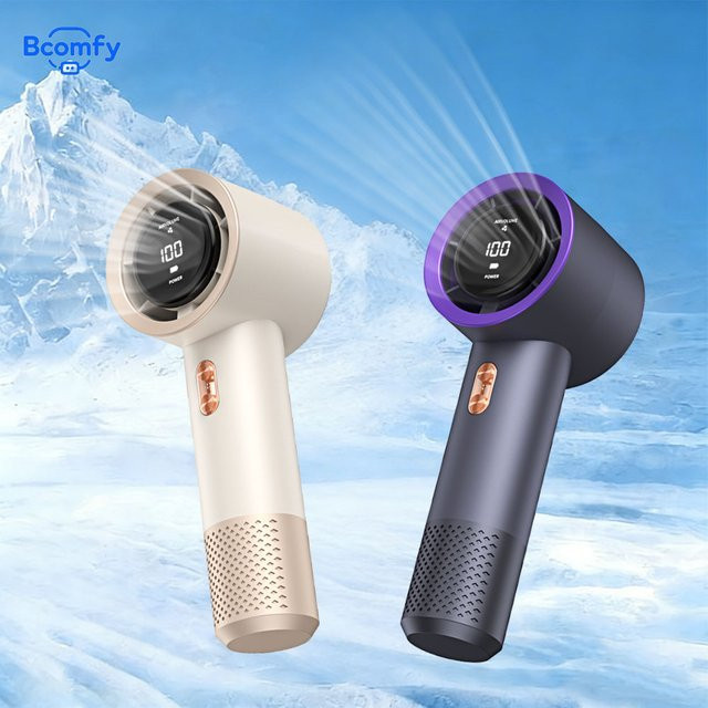 Tragbarer Mini-Handventilator von bcomfy in Grau mit 199-Gang-Einstellung und Turbofunktion für Reisen und Camping - Bild 1