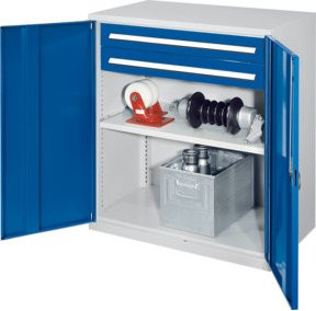 Kappes Schwerlastbeistellschrank Mod. 61 aus Stahl in Grau und Blau mit Vollblechtüren und Schloss, B/T/H: 60 x 40 x 111 cm - Bild 1