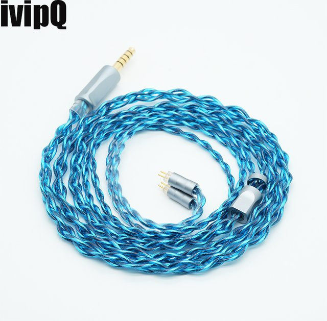 ivipQ A22 4-Core Kopfhörer-Upgrade-Kabel in Blau mit 2,5 mm, 3,5 mm und 4,4 mm symmetrischem Anschluss für MMCX, 0,78 mm 2Pin und QDC-Anschluss - Bild 1