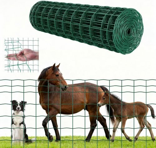 VEVOR Maschendrahtzaun aus verzinktem Stahl mit Vinylbeschichtung, Grün, Höhe: 1 m, Länge: 20 m - Bild 1