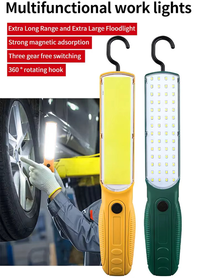 ESMARTER USB-aufladbare LED COB Arbeitsleuchte in Gelb mit Magnethaken und Flutlichtfunktion für Notfall und Arbeit - Bild 6