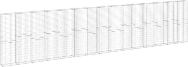 vidaXL Gabionenwand mit Abdeckung aus verzinktem Stahl in Silber, B/T/H: 900 x 30 x 200 cm - Bild 1