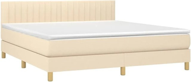 vidaXL Boxspringbett mit Matratze in Beige, Hybrid-Bett mit LED-Unterbettbeleuchtung und USB-Anschluss, B/T: 160 x 200 cm - Bild 1