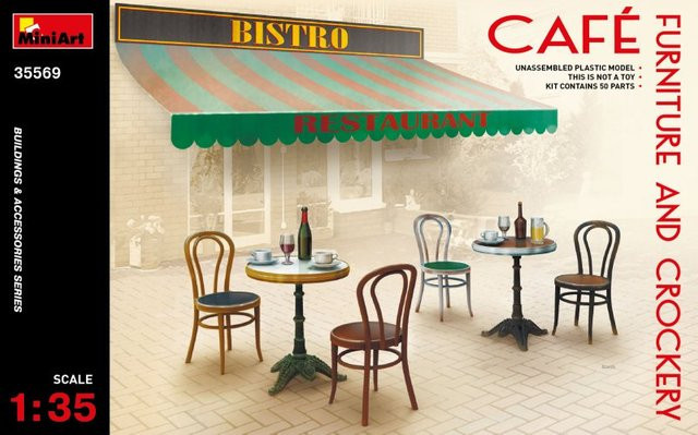 Miniart Café Furniture & Crockery, 1:35, Kunststoff, Bunt / Mehrfarbig - Bild 1