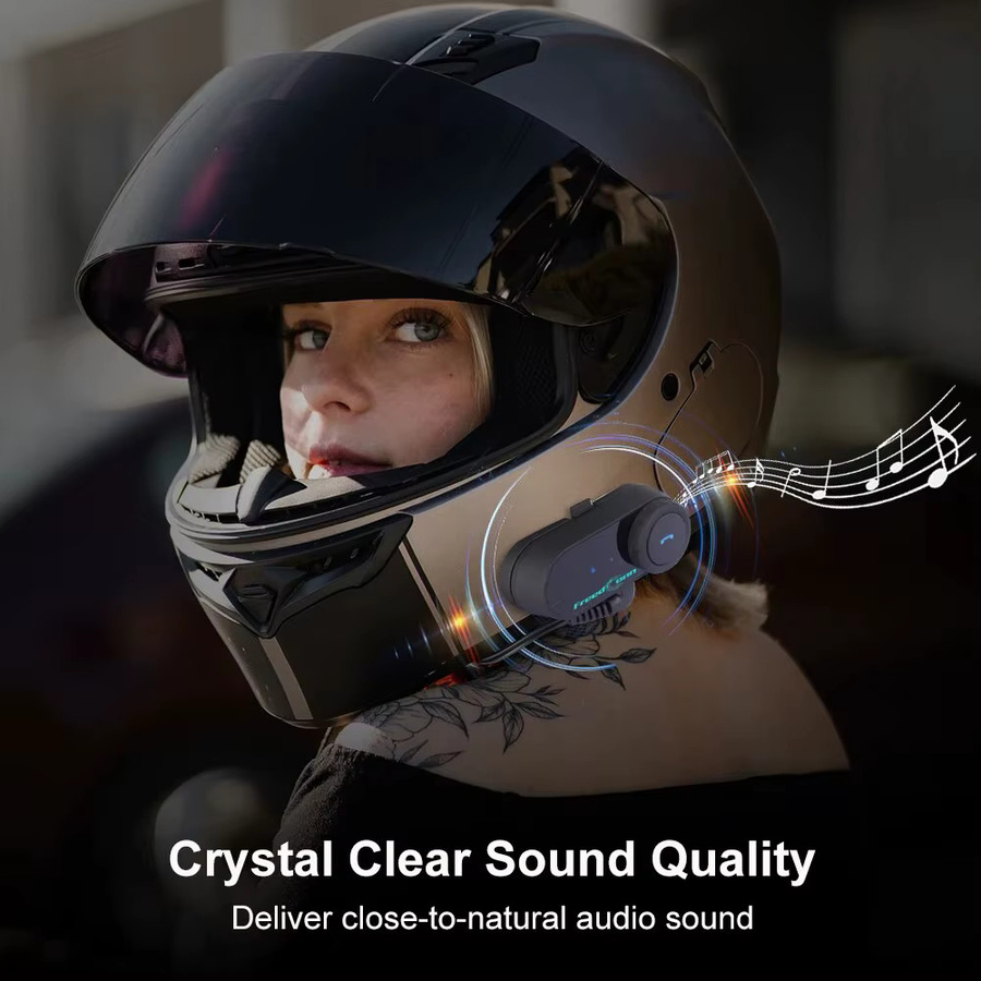Freedconn Motorrad Helm Headset mit Stereo Bluetooth für freihändige Anrufe, Musik Sharing und drahtlose Kommunikation für bis zu 6 Fahrer, Schwarz - Bild 2
