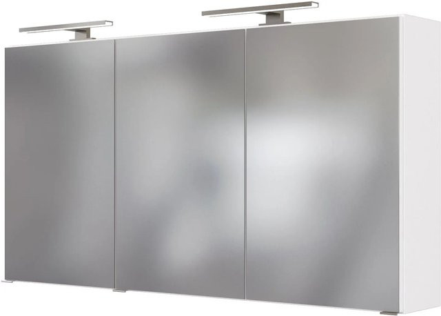 Held Möbel 3D-Spiegelschrank Monza Weiß mit LED-Beleuchtung und Steckdose, Breite: 120 cm - Bild 1