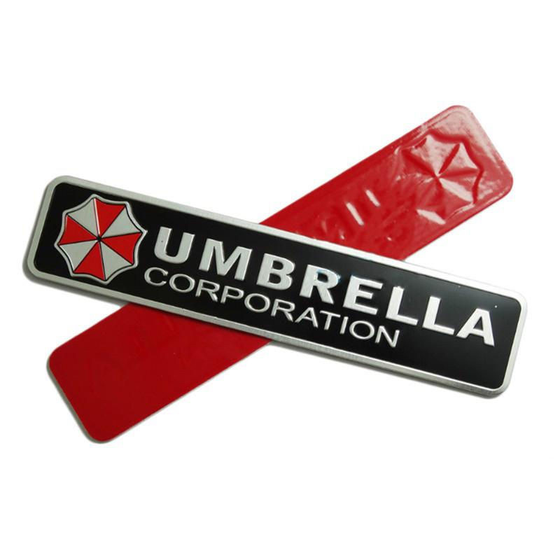 Resident Evil Umbrella Corporation 3D-Aufkleber aus Aluminiumlegierung in Schwarz und Mango-Orange, rundes Metall-Abzeichen zur Dekoration - Bild 1